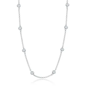 Sterling Silver Linked Round CZ Necklace