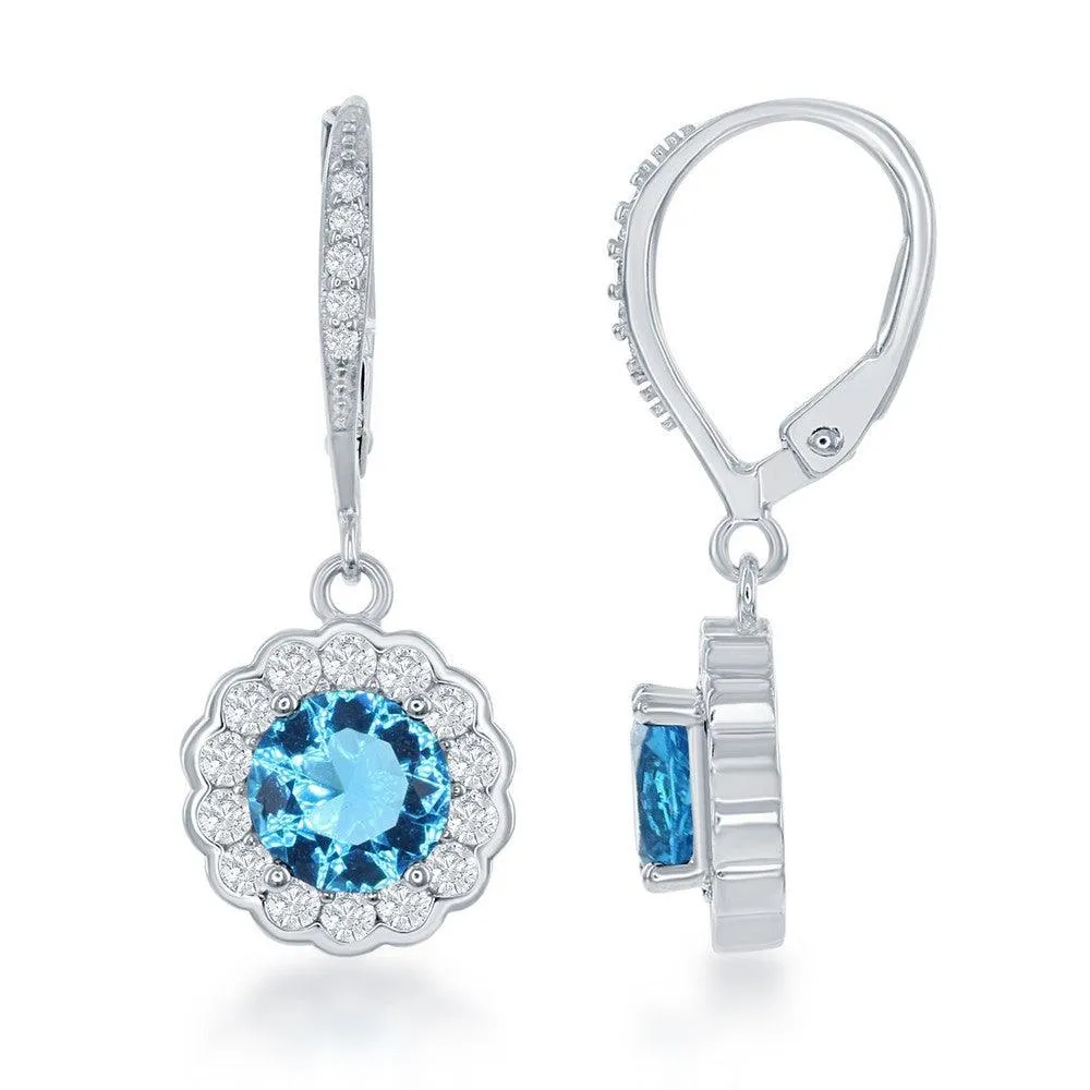 Sterling Silver March Birthstone CZ Necklace and Earrings Set