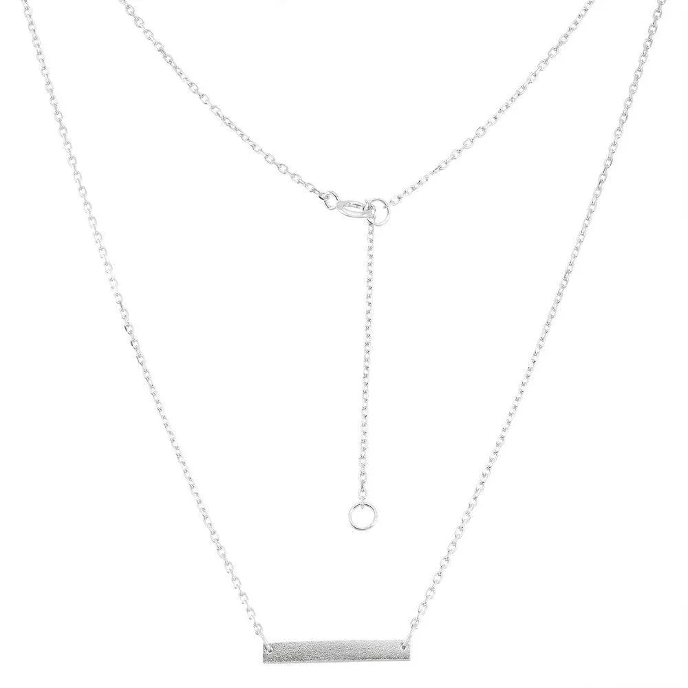 Sterling Silver Matte Bar Design Necklace