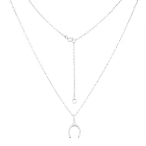 Sterling Silver Matte Wishbone Design Necklace