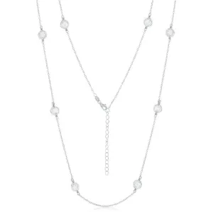 Sterling Silver Mesh Cubic Zirconia By The Yard Necklace