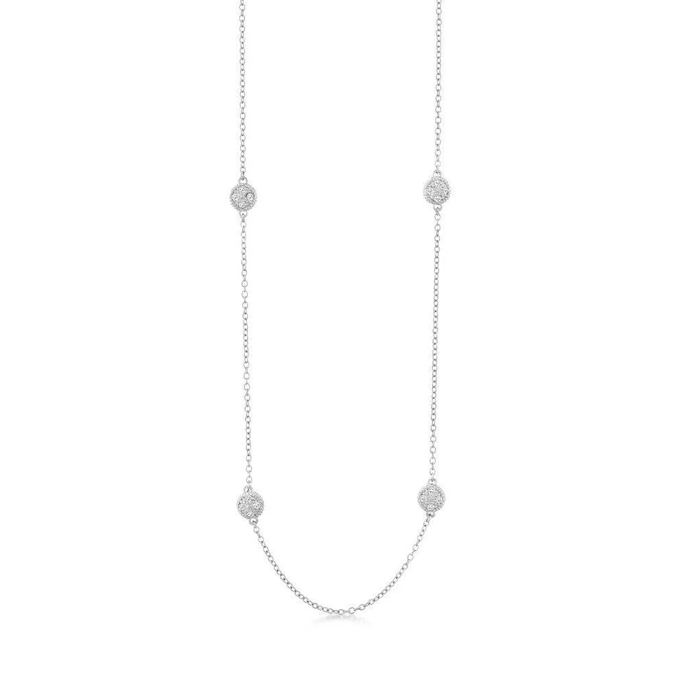 Sterling Silver Micro Pave By the Yard Necklace