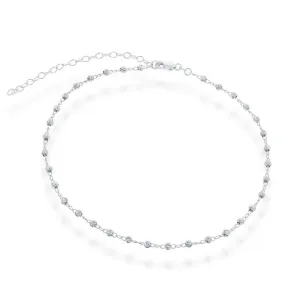 Sterling Silver Moon Cut Bead Choker Necklace