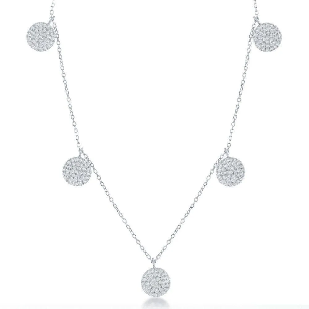 Sterling Silver Multi CZ Disc Necklace