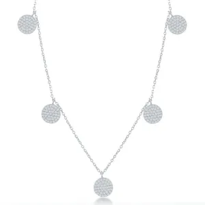 Sterling Silver Multi CZ Disc Necklace