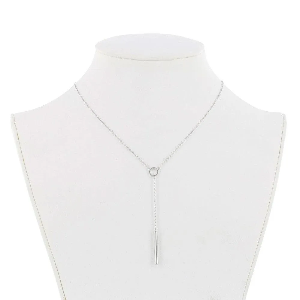 Sterling Silver Open Circle Hanging Bar Necklace