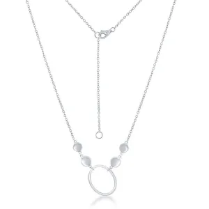Sterling Silver Open Oval Flat Shiny Discs Necklace