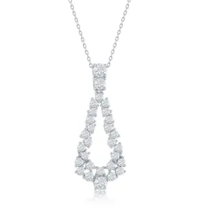 Sterling Silver Open Pear Shaped CZ Statement Necklace