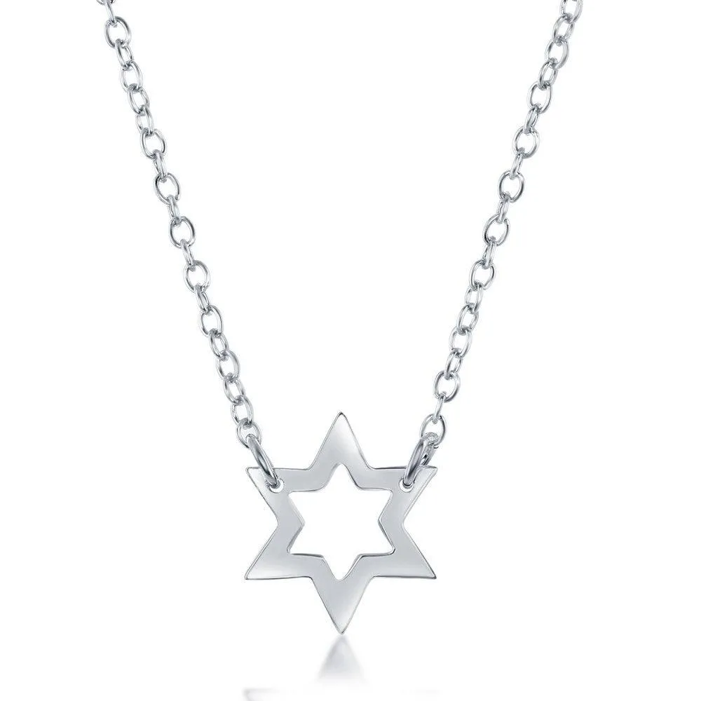 Sterling Silver Open Star Design Necklace
