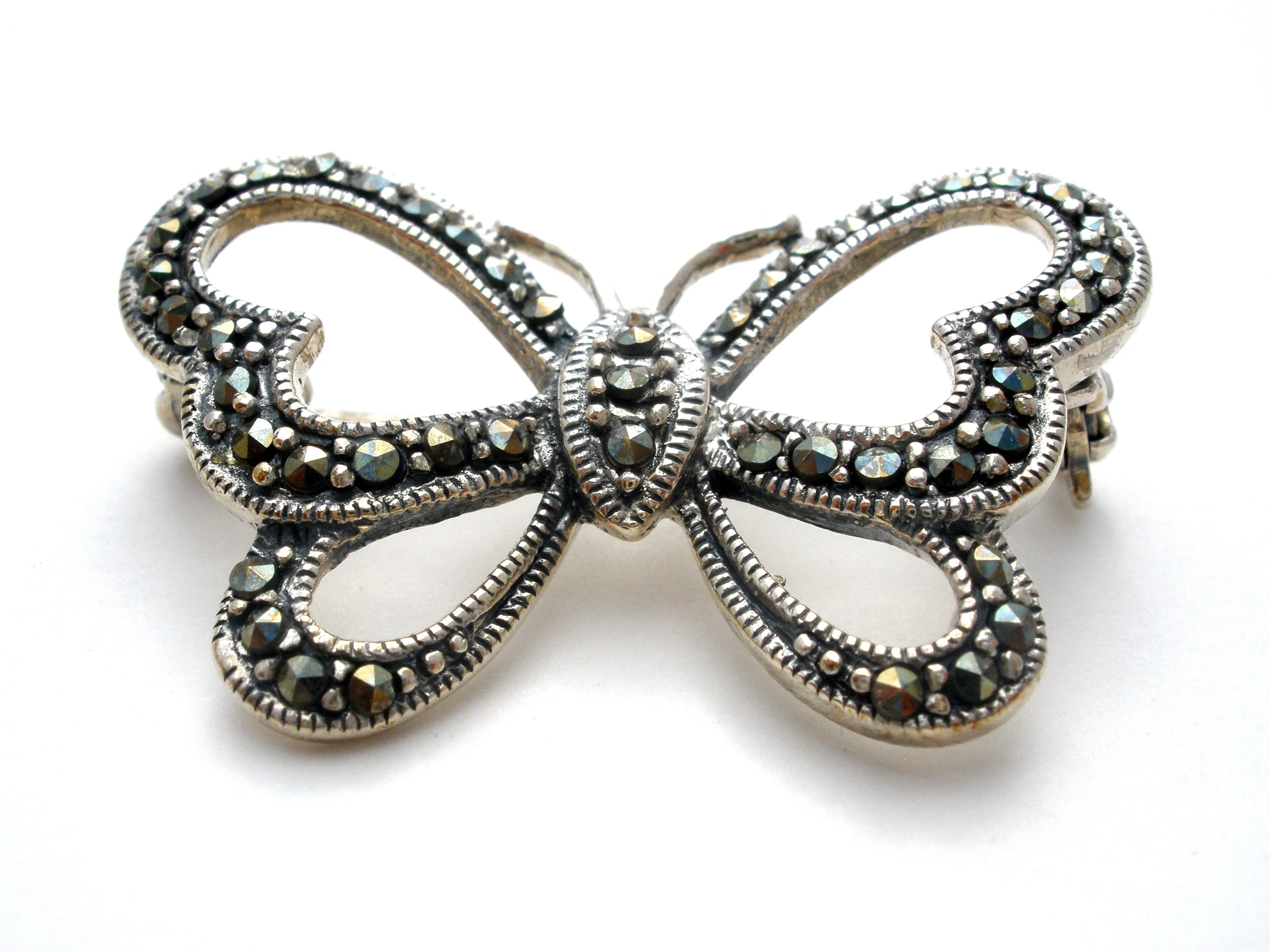Sterling Silver Open Work Butterfly Brooch Pin