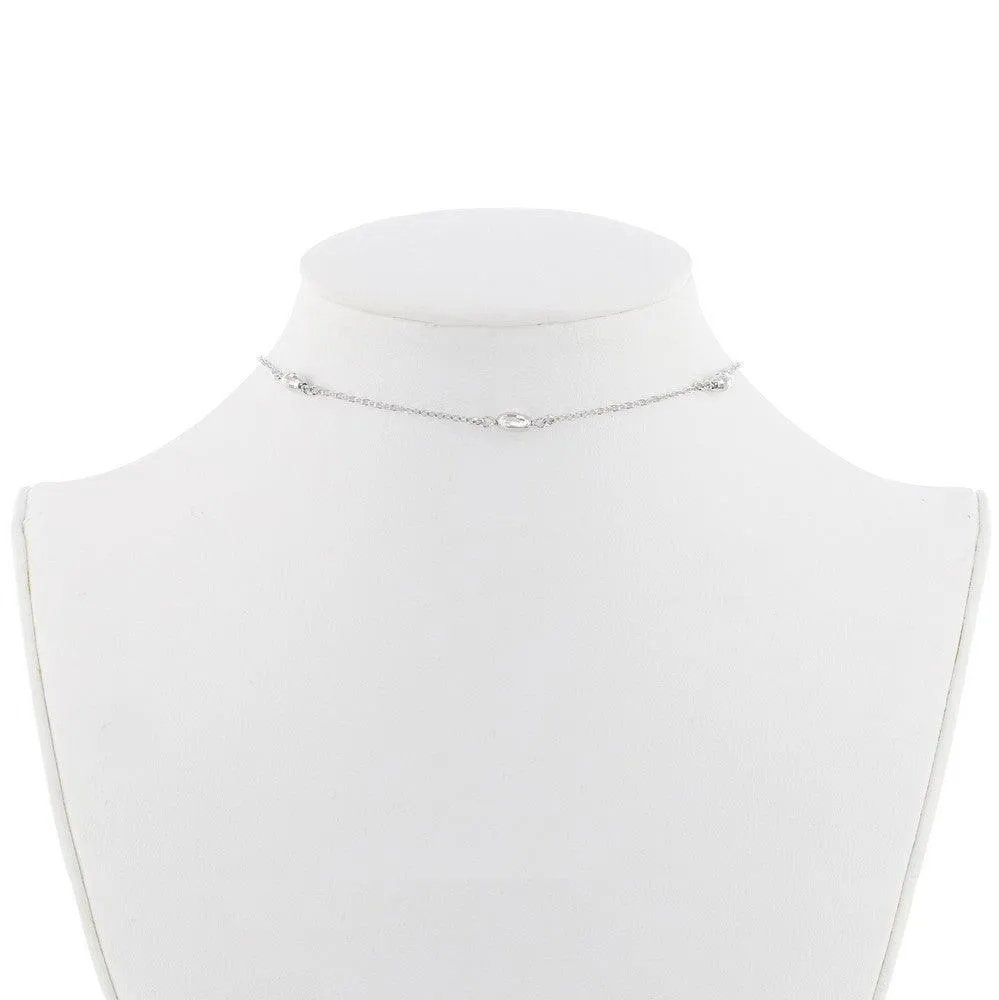 Sterling Silver Oval Bead Choker Necklace