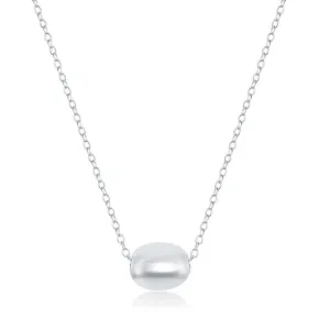 Sterling Silver Oval Bead Necklace
