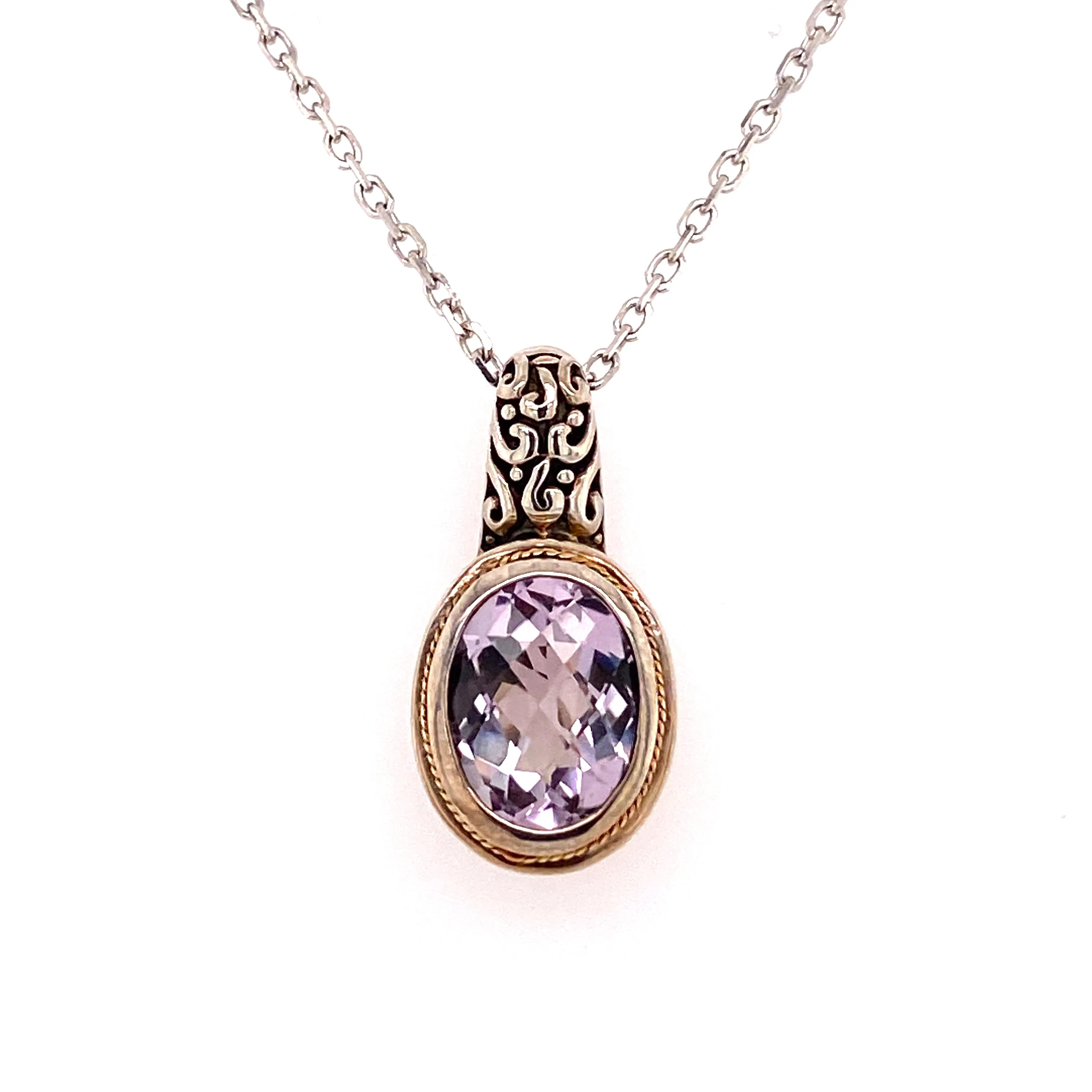 Sterling Silver Pink Amethyst Necklace