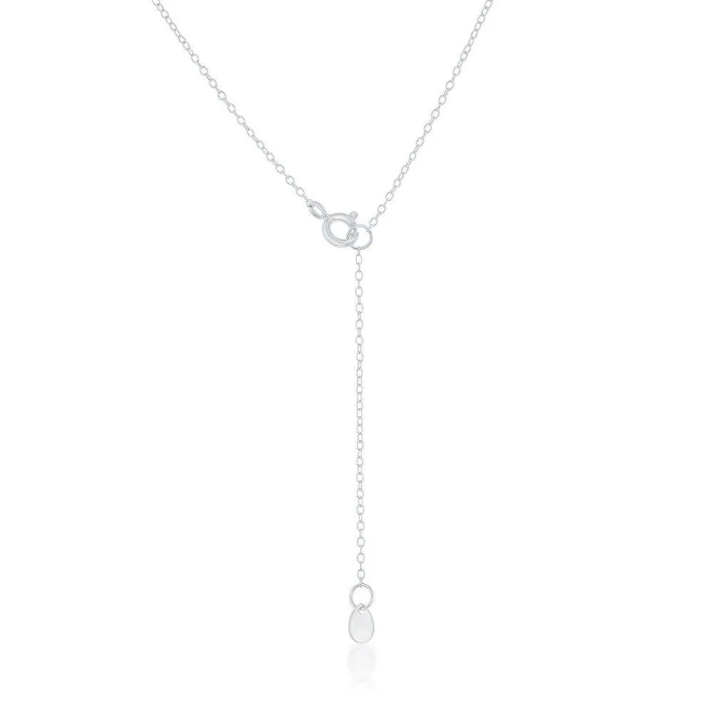 Sterling Silver Pink MOP with CZ Bar Necklace