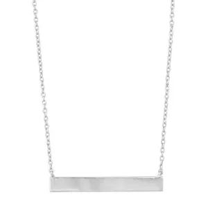 Sterling Silver Plain Sideways Bar Necklace