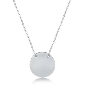 Sterling Silver Polished Engravable Disc Necklace