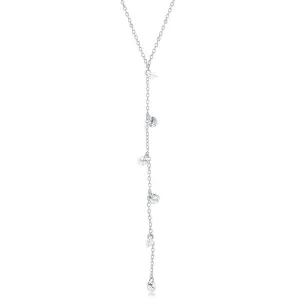 Sterling Silver Rhodium Plated Hanging CZs Lariat 'Y' Necklace