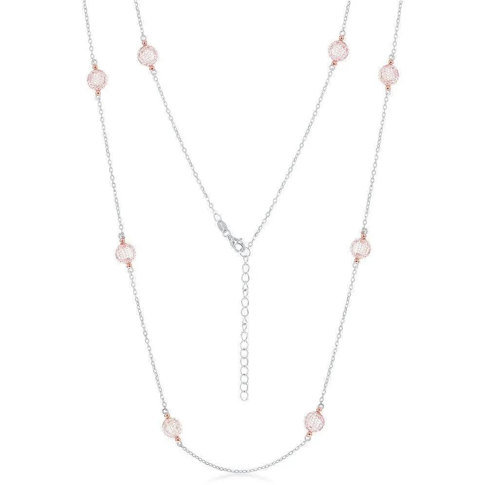 Sterling Silver Rose Gold Plated CZ By The Yard Necklace