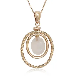 Sterling Silver Rose GP Double Oval Rose Quartz Necklace