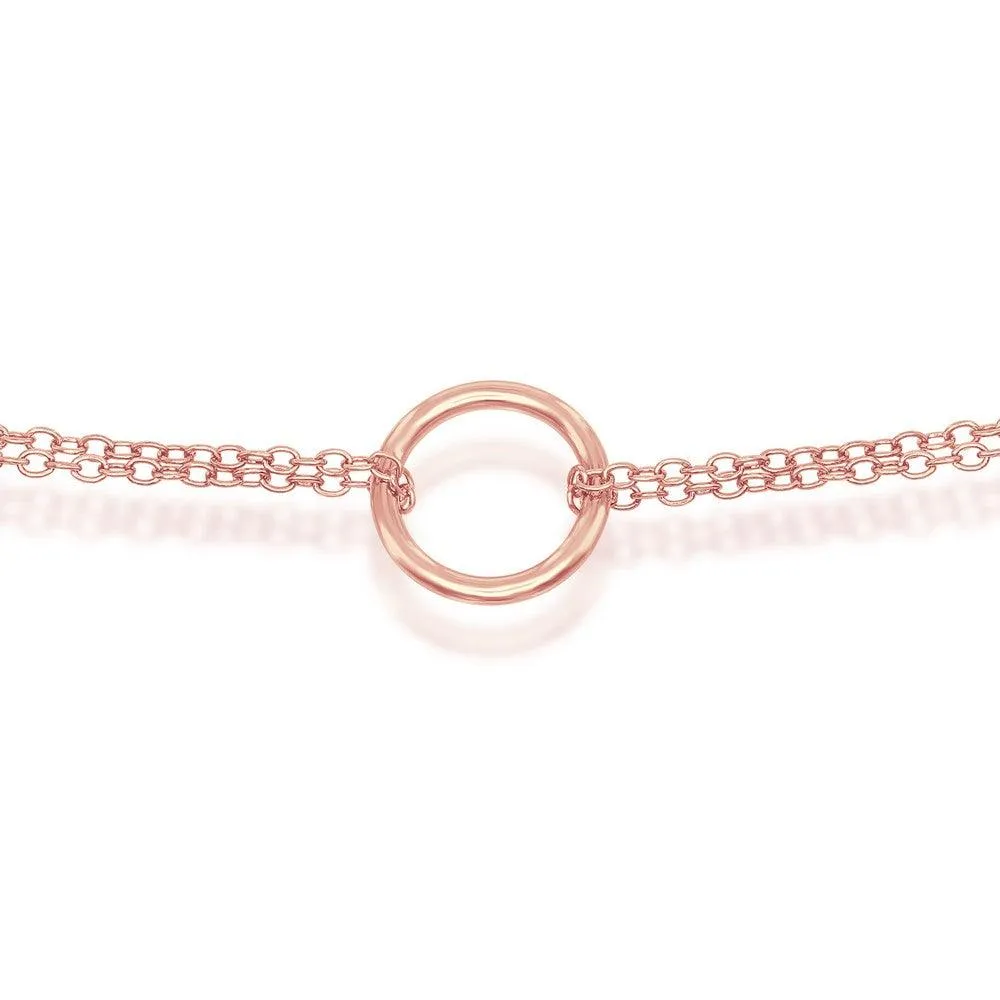Sterling Silver Rose GP Double Strand with Open Circle Choker