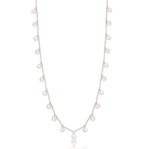 Sterling Silver Rose GP Linked Cubic Zirconia Necklace
