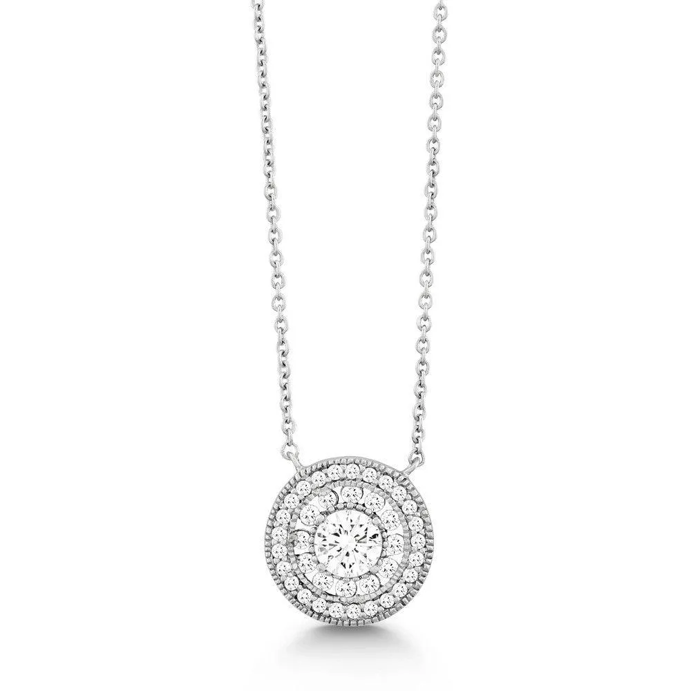 Sterling Silver Round Micro Pave Necklace