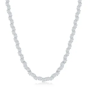 Sterling Silver Round Zig-Zag 4mm Cubic Zirconia Tennis Necklace