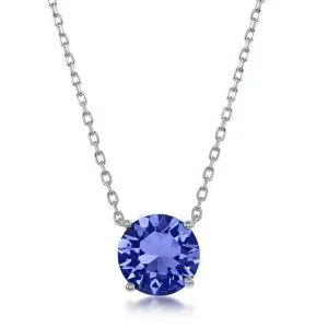 Sterling Silver Sapphire "September" Swarovski Element Necklace