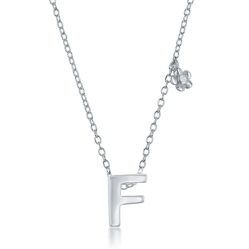 Sterling Silver Shiny "F" Necklace and Earrings Set