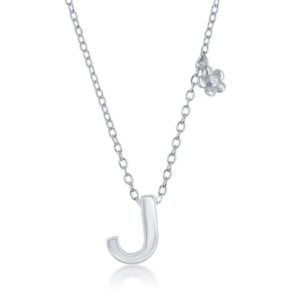 Sterling Silver Shiny "J" Necklace and Earrings Set