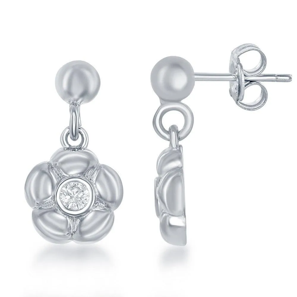 Sterling Silver Shiny "T" Necklace and Earrings Set