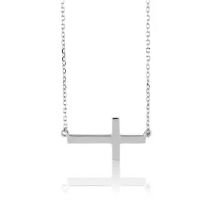 Sterling Silver Sideways Cross Necklace
