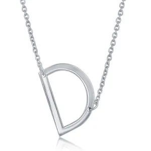 Sterling Silver Sideways D Initial Necklace