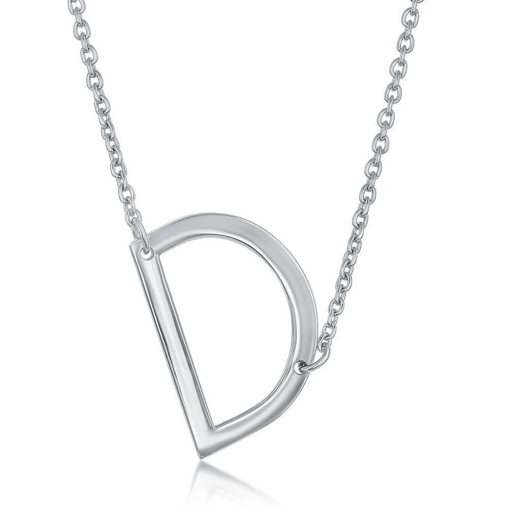 Sterling Silver Sideways D Initial Necklace