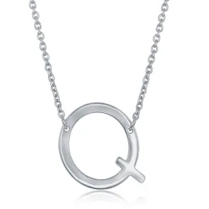 Sterling Silver Sideways Q Initial Necklace