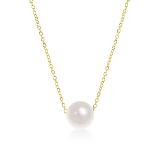Sterling Silver Single Threaded Freshwater Pearl Necklace - Gold Plated