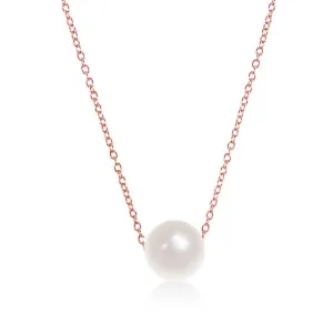 Sterling Silver Single Threaded Freshwater Pearl Necklace - Rose Gold Plated