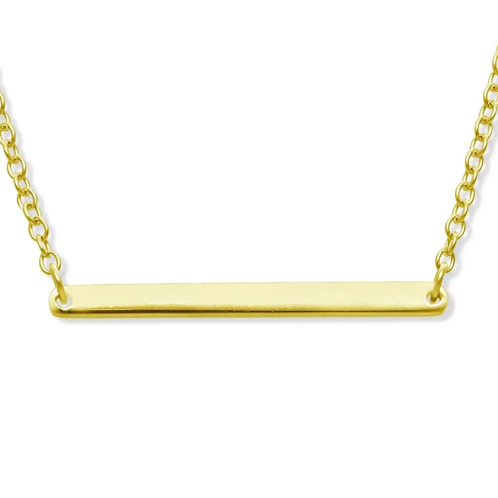 Sterling Silver Small Bar Necklace - Gold Plated