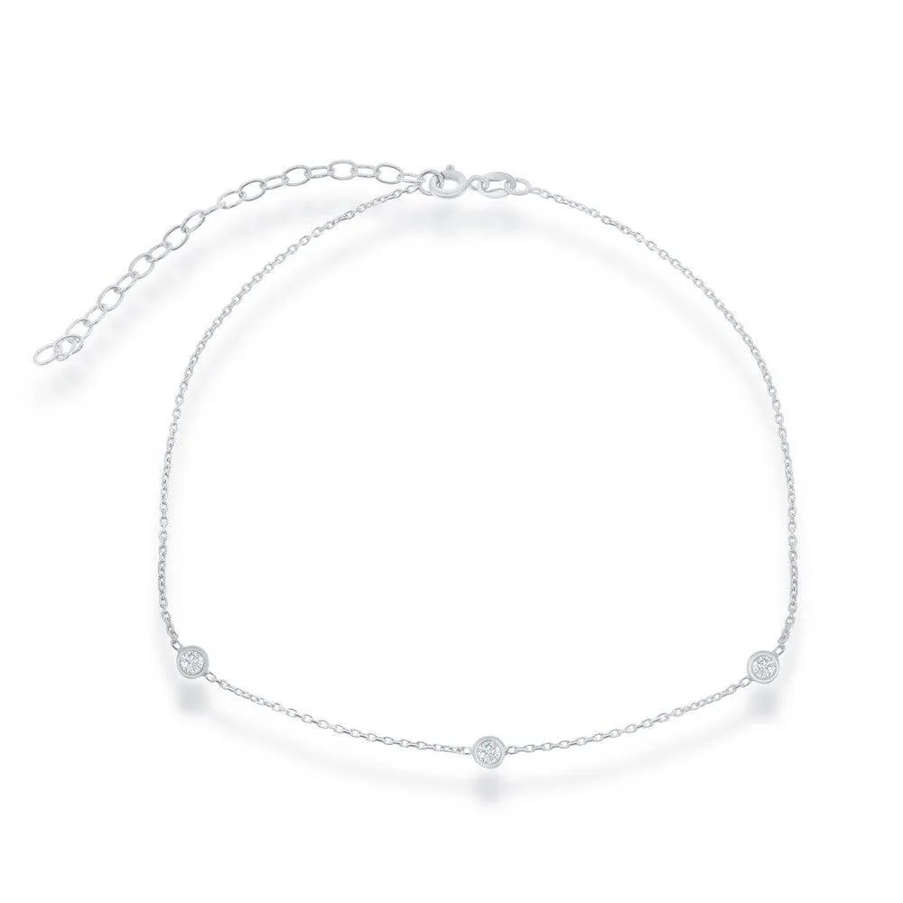 Sterling Silver Small CZ By The Yard Choker Necklace