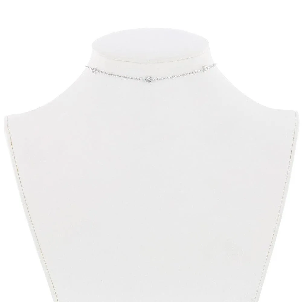 Sterling Silver Small CZ By The Yard Choker Necklace