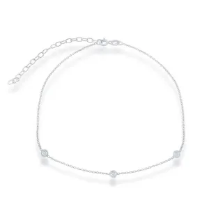 Sterling Silver Small CZ By The Yard Choker Necklace