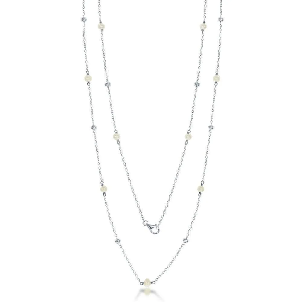 Sterling Silver Small Freshwater Pearls and Beads by the Yard Necklace