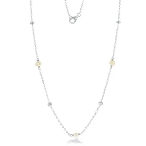 Sterling Silver Small Freshwater Pearls and Beads by the Yard Necklace