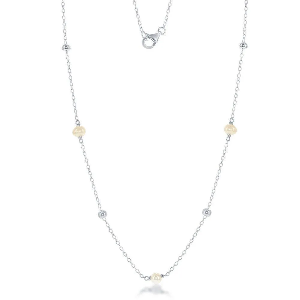 Sterling Silver Small Freshwater Pearls and Beads by the Yard Necklace