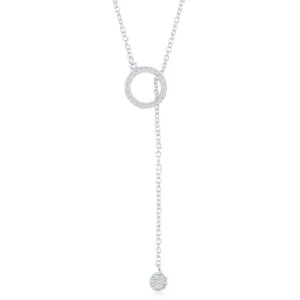Sterling Silver Small Open CZ Ring and Small Disc Necklace