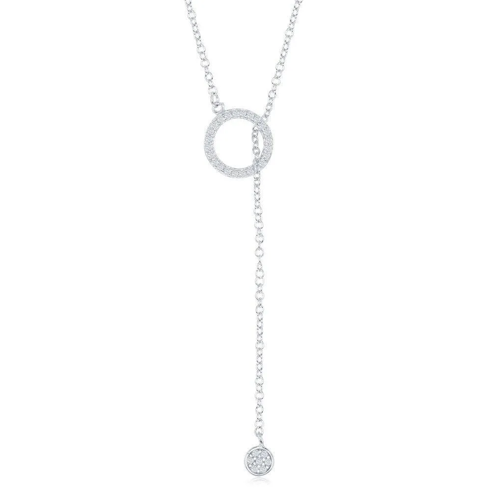 Sterling Silver Small Open CZ Ring and Small Disc Necklace