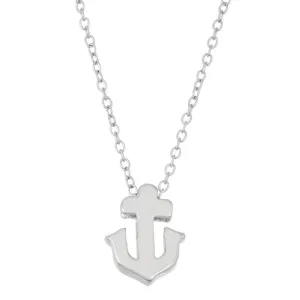 Sterling Silver Small Shiny Anchor Design Necklace