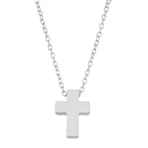 Sterling Silver  Small Shiny Cross Necklace