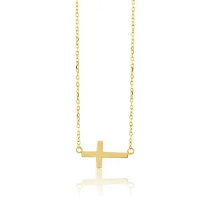Sterling Silver Small Sideways Cross Necklace - Gold Plated