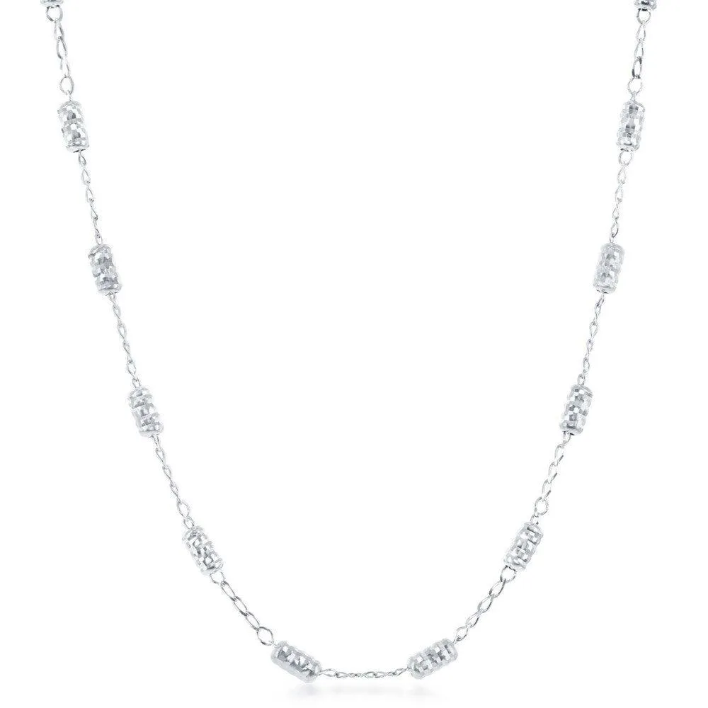 Sterling Silver Striped Rod Design Necklace